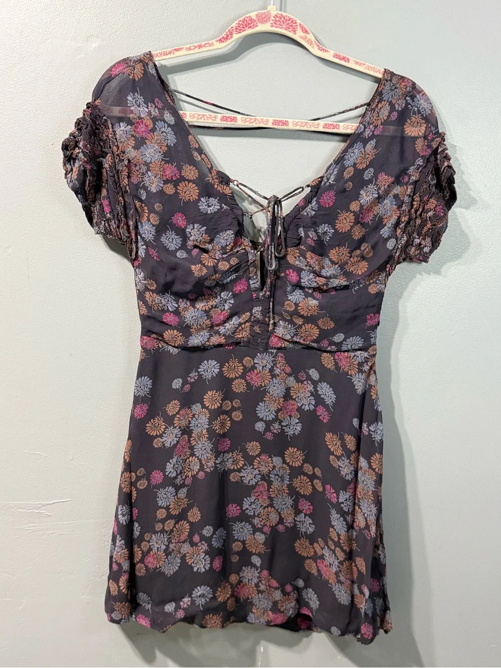 FREE PEOPLE Yours Truly Floral Slip Boho Babydoll Sundress Women’s Dress Size‎ 0